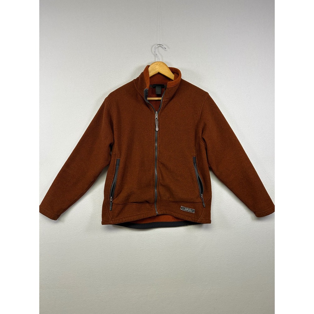Gorpcore REI Womens 14 Rust Orange‎ Full Zip Polartec Fleece Jacket Mock Neck